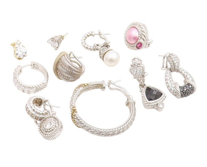 925 Sterling Silver Vintage Earrings JUDITH RIPKA Gemstone Single Pieces EG14292