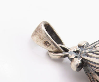 925 Sterling Silver Vintage Pendant Classic Scrollwork Cutout Drop Charm PT26056