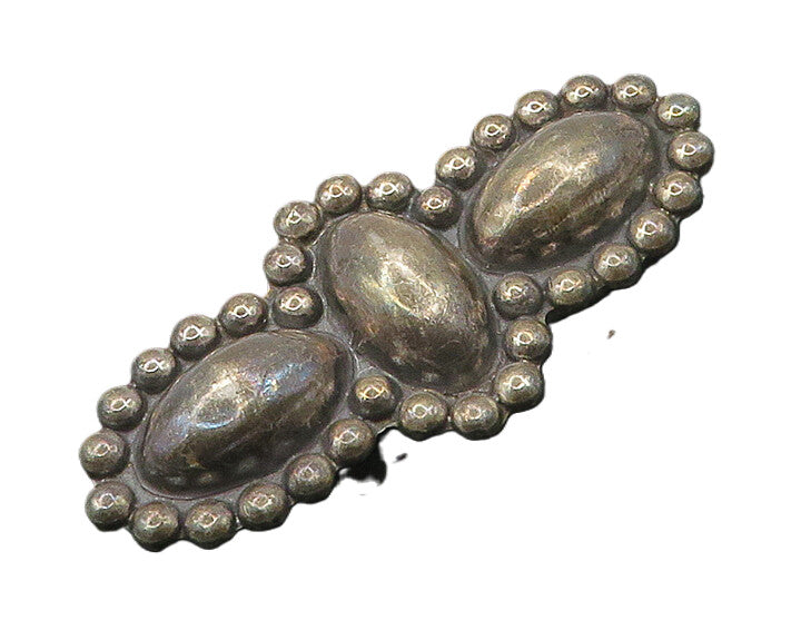 MEXICO 925 Sterling Silver  Vintage Dark Tone Bubble Border Brooch Pin  BP6911