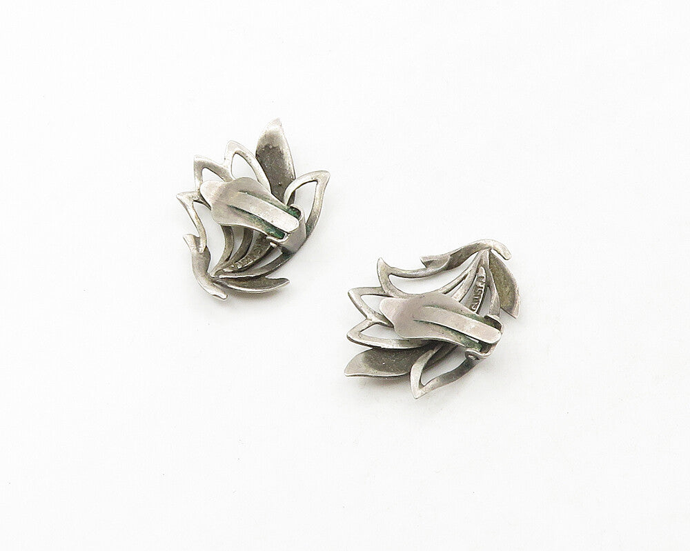 JUST A. 925 Silver  Vintage Antique Floral Motif Non Pierce Earrings  EG9150