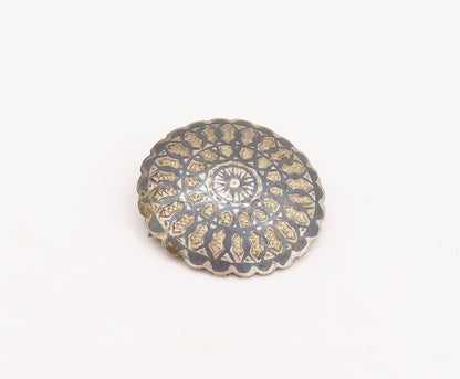 925 Sterling Silver Vintage Brooch Pin Circular Etched Symmetric Pattern BP11083