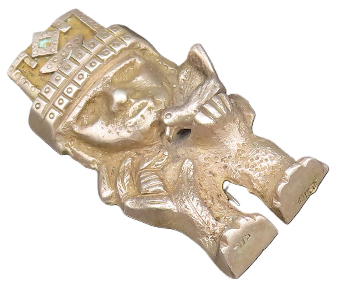 925 Sterling Silver  Vintage Antique Warrior Holding Bird Brooch Pin  BP10060