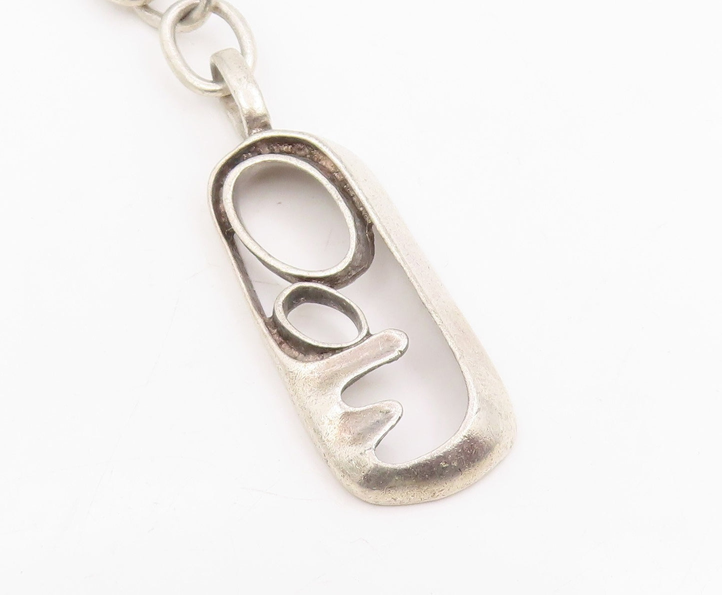 925 Sterling Silver Vintage Keychain Minimalist Abstract Loop Design  TR4177