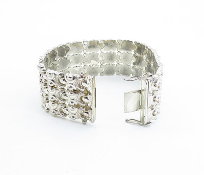 925 Sterling Silver Vintage Shiny Three Row Design Chain Bracelet BT2396