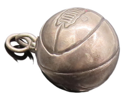 925 Sterling Silver Vintage Pendant Minimalist Puffed Etched Volley Ball PT22762