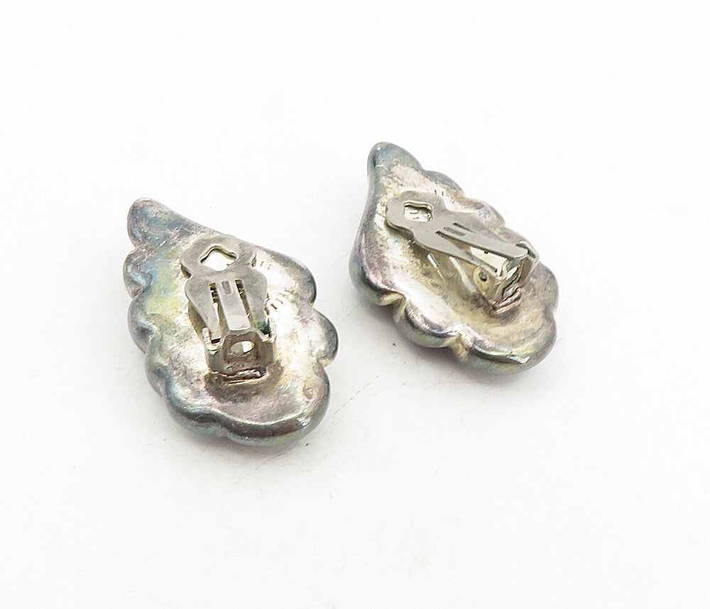 FREDERIC JEAN DUCLOS 925 Silver  Vintage Oxidized Non Pierce Earrings  EG4517