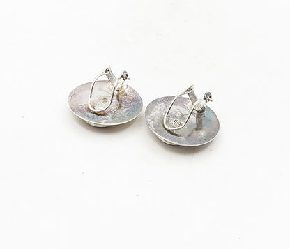 925 Sterling Silver  Vintage Inlaid Carnelian Non Pierce Earrings  EG4764