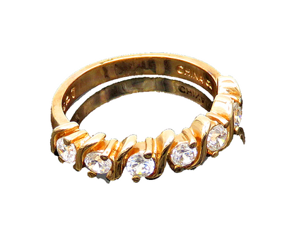 925 Sterling Silver  Vintage Topaz Shiny Gold Plated Band Ring Sz 7  RG20571