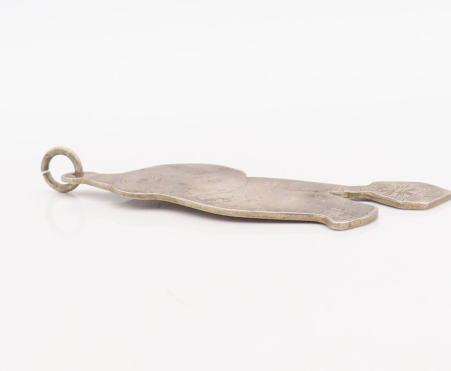 925 Sterling Silver Vintage Pendant LUNT Kid Picking Up Christmas Gift  PT23541