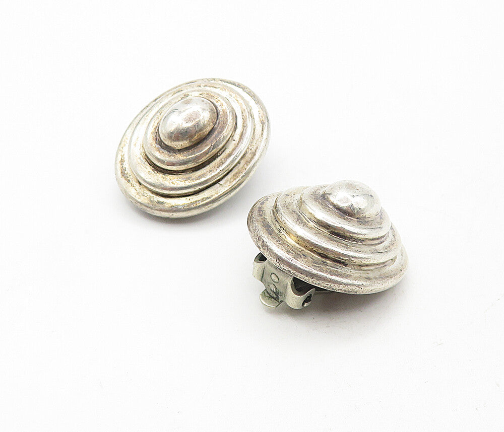 925 Sterling Silver  Vintage Graduated Dome Non Pierce Drop Earrings  EG3807