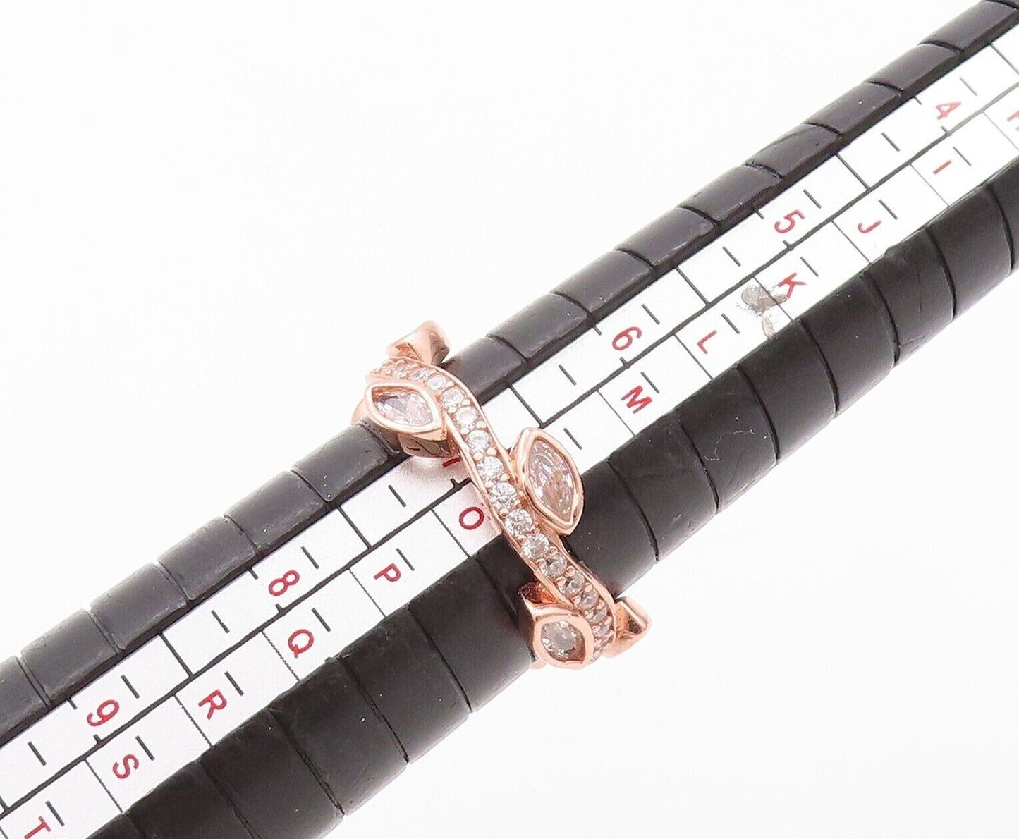 925 Sterling Silver Vintage Ring Rose Gold Plated Floral Cut Topaz  Sz 7 RG30384