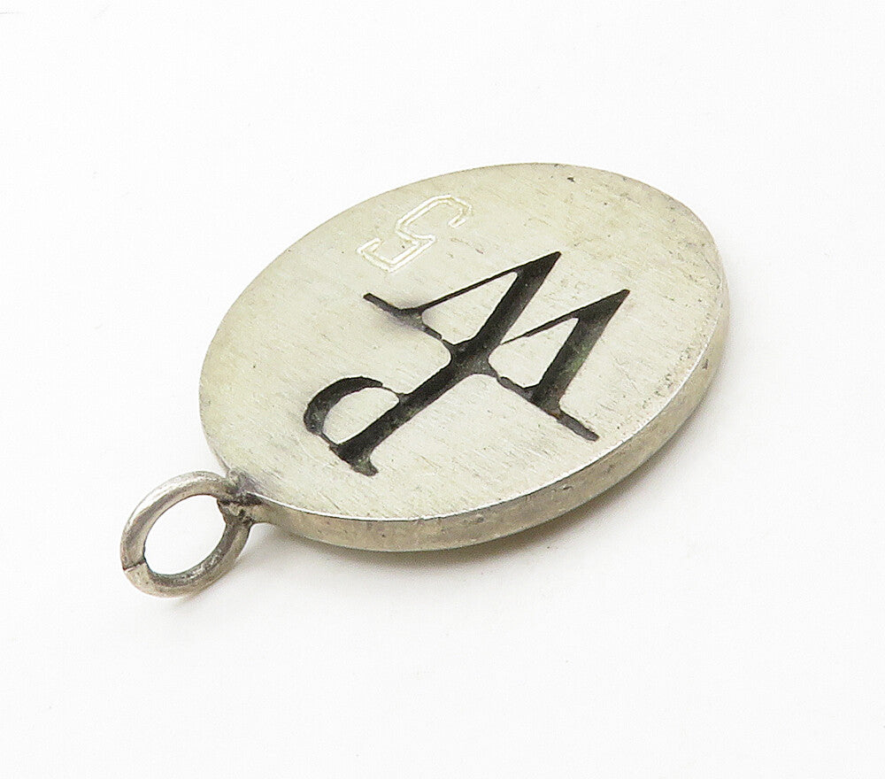 TED LOWY 925 Sterling Silver  Vintage PW Initials Round Pendant  PT13044