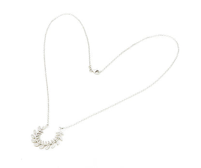 925 Sterling Silver  Vintage Shiny Floral Leaf Vine Chain Necklace  NE3056