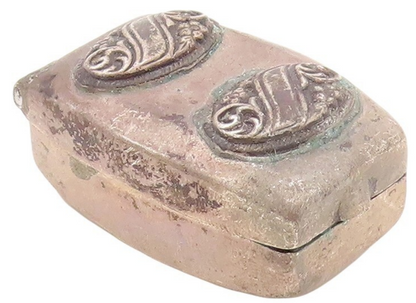 925 Sterling Silver Vintage Pill Box Dark Tone Swirly Carved (OPENS)  TR3800