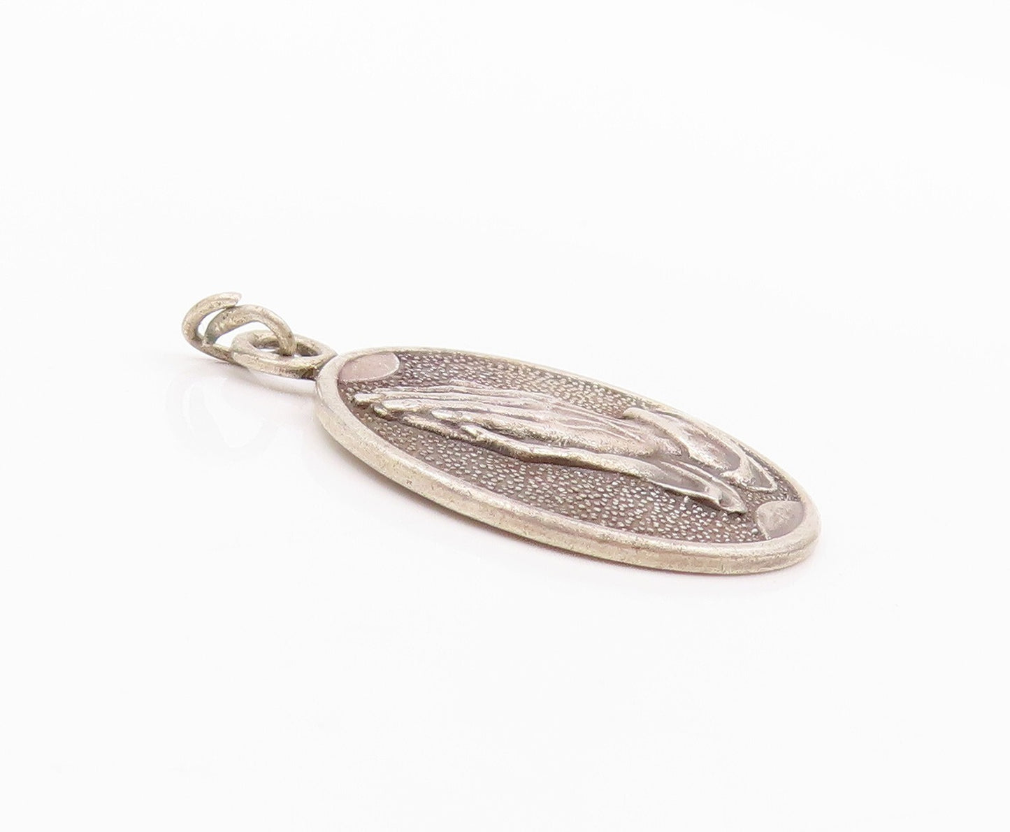 925 Sterling Silver Vintage Pendant Antique Religious Praying Hands  PT23915