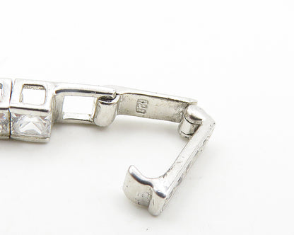 925 Sterling Silver  Vintage Cubic Zirconia Box Link Chain Bracelet  BT7894
