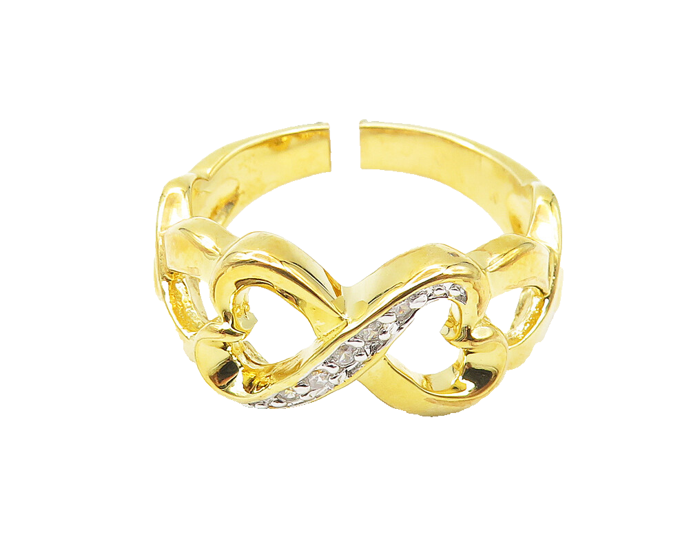 925 Sterling Silver  Topaz Gold Plated Infinity Hearts Band Ring Sz 6  RG11064