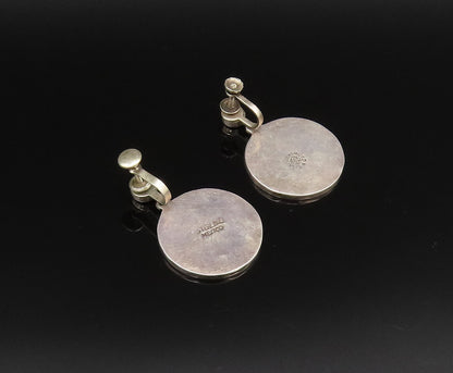 MEXICO 925 Silver  Vintage Two Tone Tumbled Jasper & Bull Earrings  EG12149