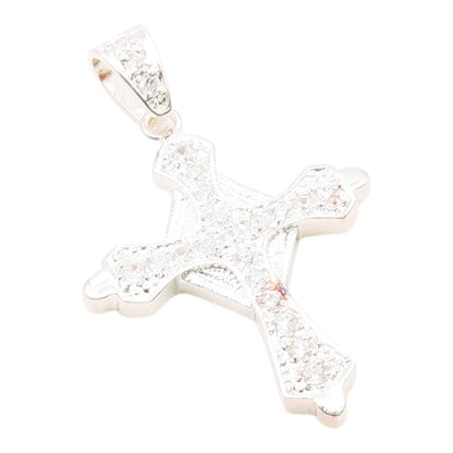 925 Sterling Silver  Vintage Cubic Zirconia Religious Cross Pendant  PT16334
