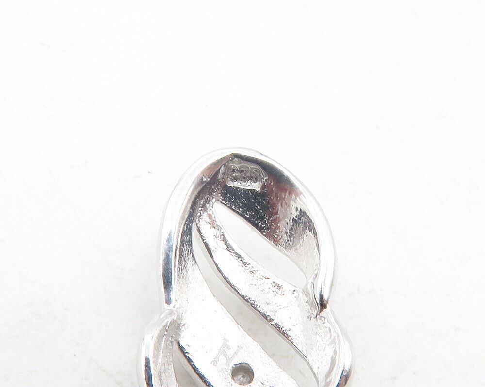 925 Sterling Silver  Shiny Genuine Diamond Swirl Thin Chain Necklace  NE2064