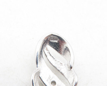 925 Sterling Silver  Shiny Genuine Diamond Swirl Thin Chain Necklace  NE2064