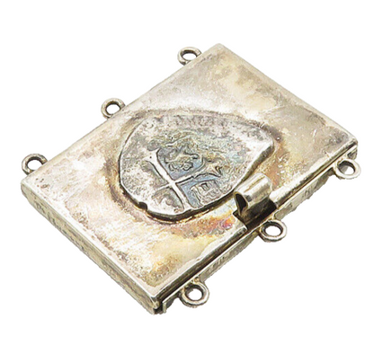 925 Sterling Silver  Vintage Raised Cross Detail Square Necklace Clasp  TR2382