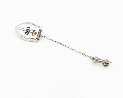925 Sterling Silver  Vintage Enamel FTA Torch Teachers Brooch Pin  BP4219