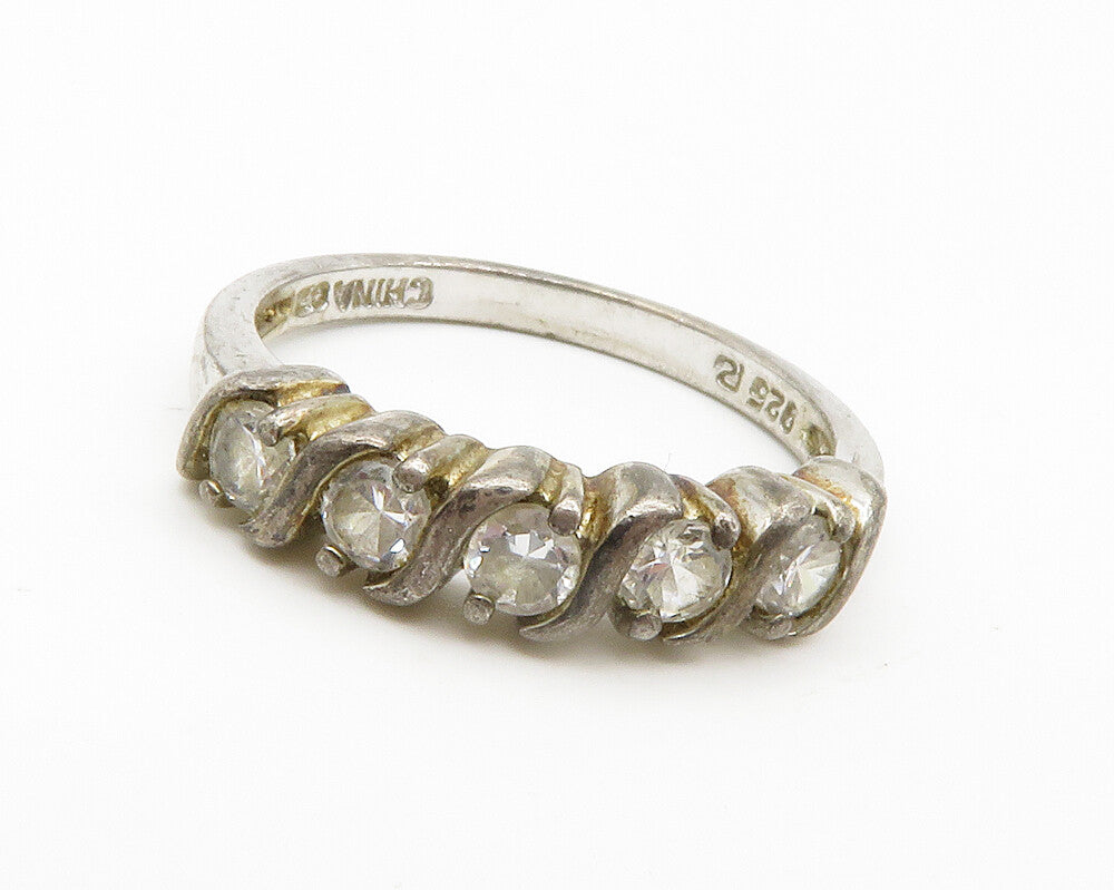 ROSS SIMON 925 Sterling Silver  Vintage Topaz 5 Stone Band Ring Sz 8  RG14757