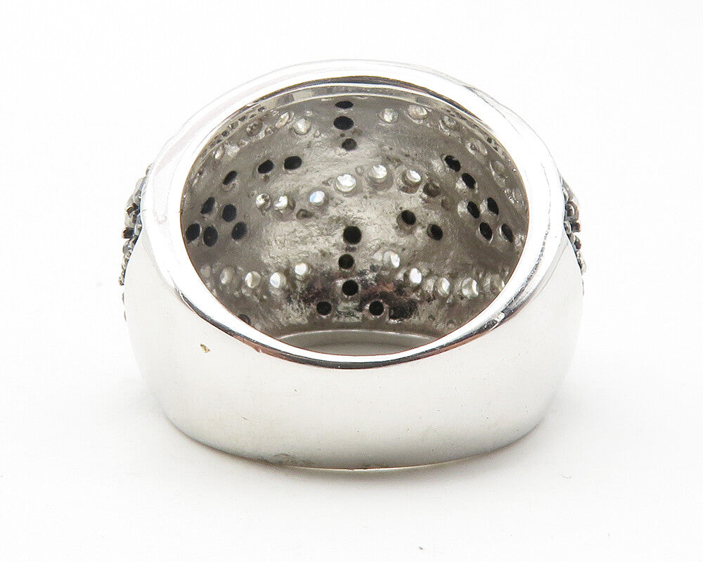 925 Sterling Silver  Cubic Zirconia & Black Hematite Band Ring Sz 6  RG11824