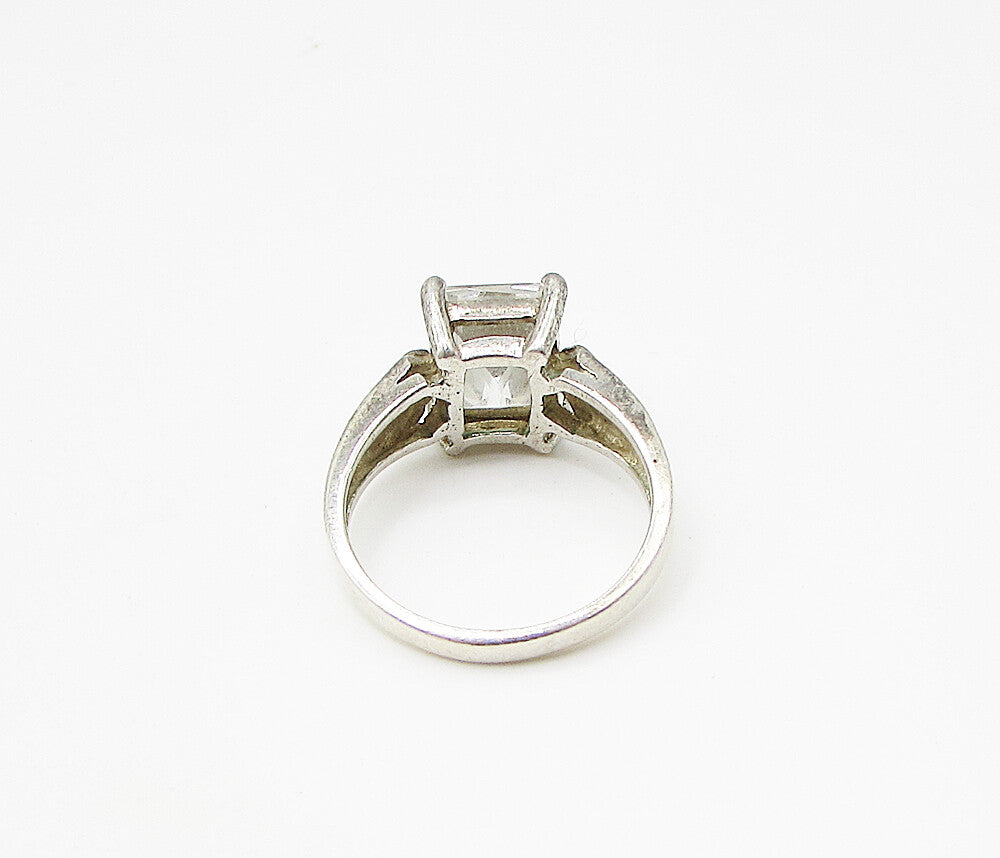 925 Sterling Silver  White Cubic Zirconia Engagement Ring Sz 7  RG2950