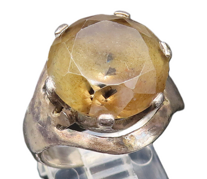 MEXICO 925 Sterling Silver Vintage Split Center Smoky Quartz Ring Sz 7 RG25672