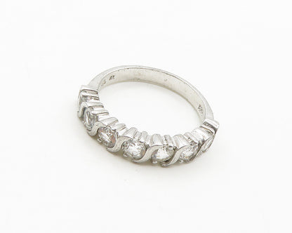 925 Sterling Silver   Vintage Prong Set Topaz Swirl Band Ring Sz 8  RG19407