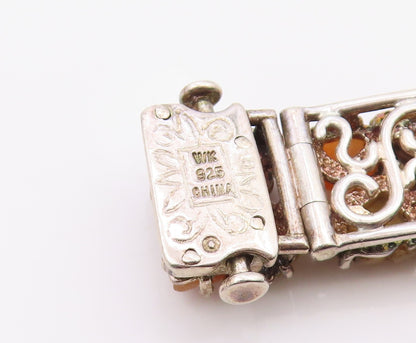 925 Sterling Silver Vintage Bracelet WHITNEY KELLY Gemstone Fall Leaves  BT12116