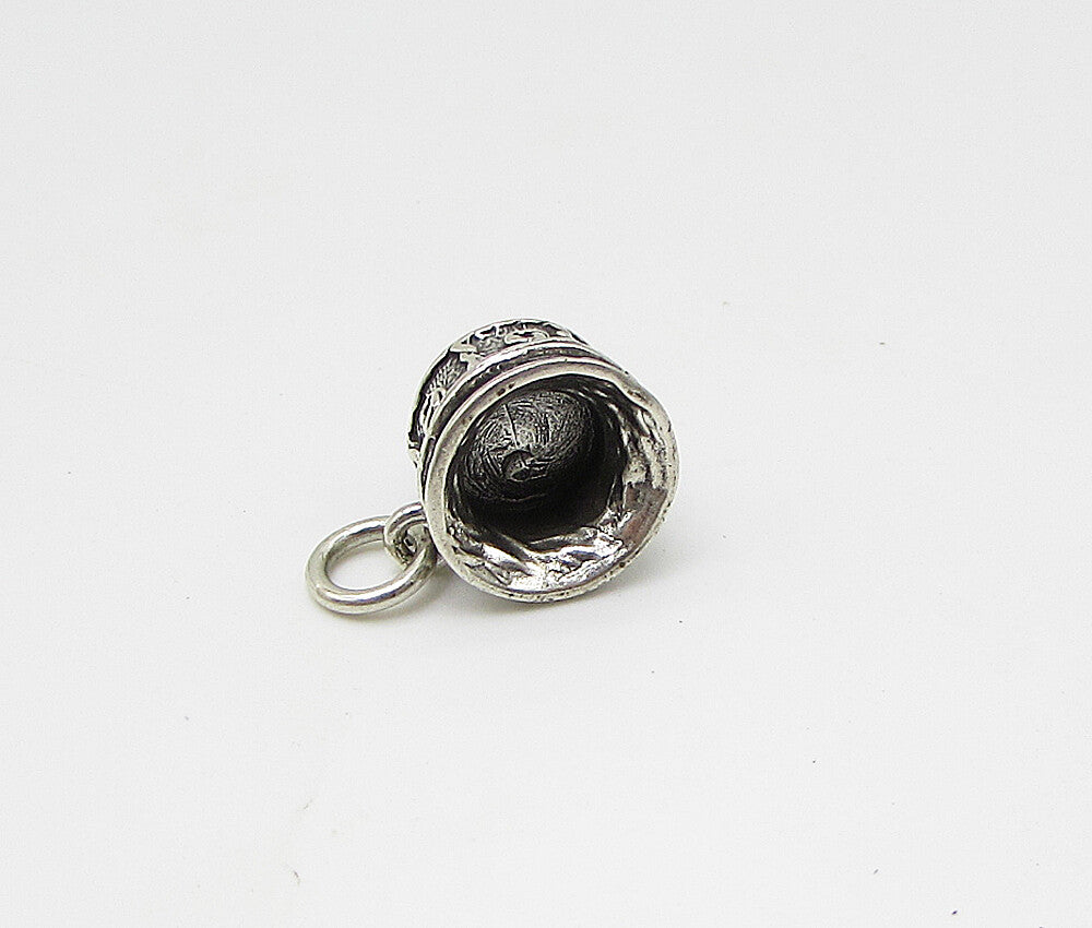 925 Sterling Silver  Vintage Happy Birthday Cake Charm Pendant  PT1821