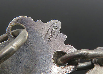 900 Silver Vintage Antique Solid Heavy Dome Link Chain Bracelet  BT8887