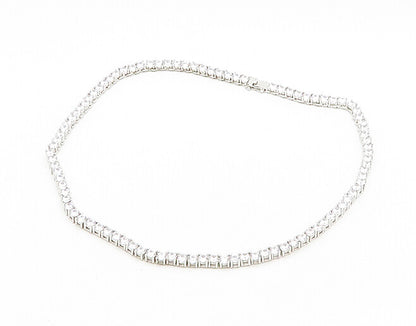 925 Sterling Silver  Vintage Sparkling Cubic Zirconia Chain Necklace  NE3230