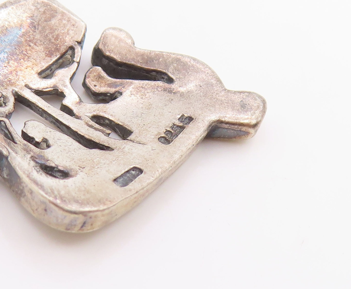 925 Sterling Silver Vintage Pendant Classic Etched Viking Ship Charm  PT26138