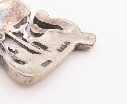 925 Sterling Silver Vintage Pendant Classic Etched Viking Ship Charm  PT26138