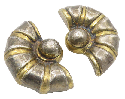 925 Sterling Silver  Vintage Oxidized Hollow Two Tone Drop Earrings  EG5495