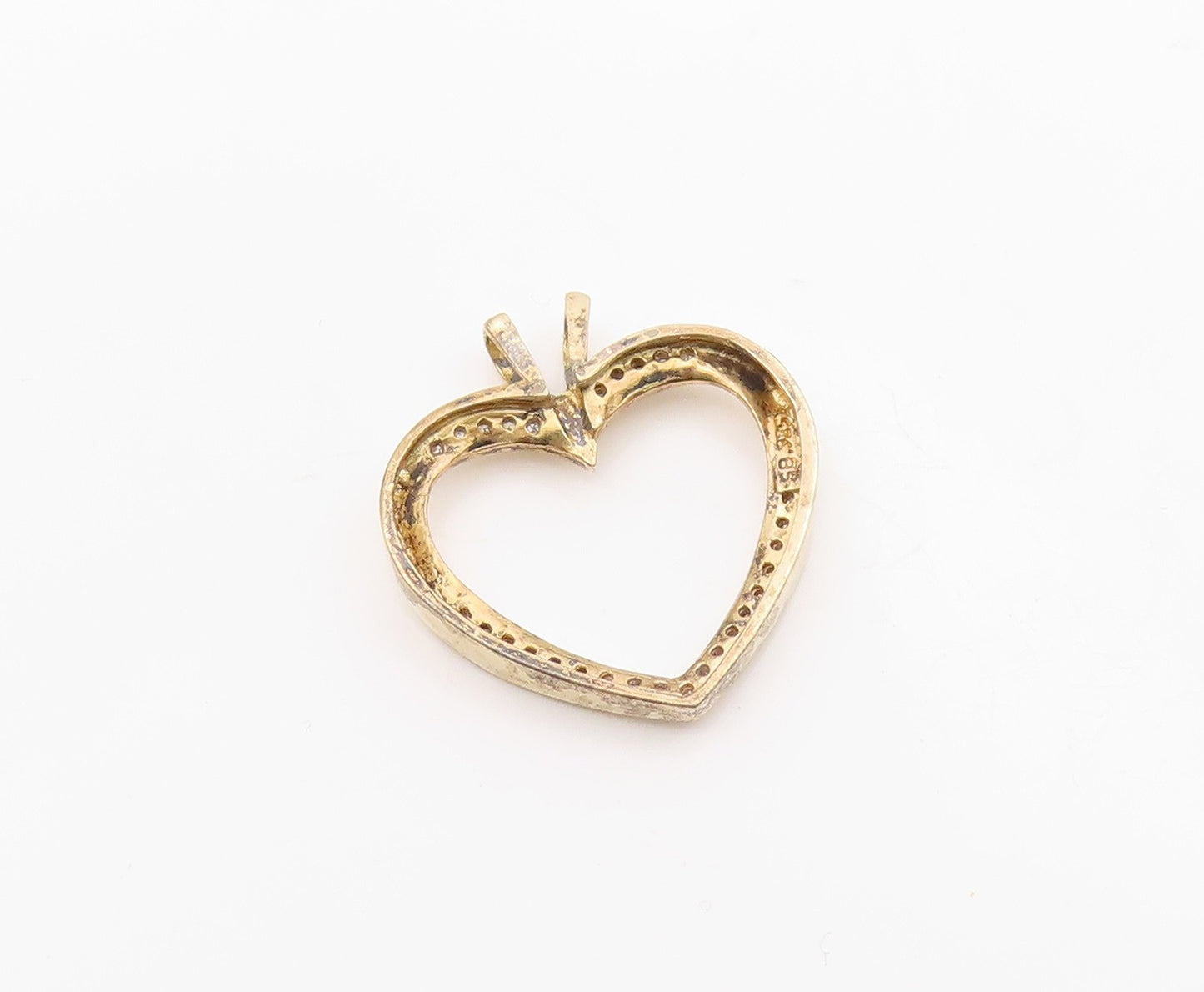 925 Sterling Silver  Genuine Diamonds Gold Plated Love Heart Pendant  PT9727