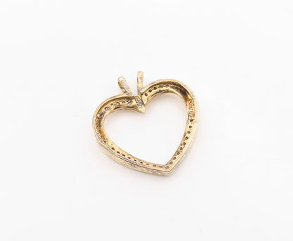 925 Sterling Silver  Genuine Diamonds Gold Plated Love Heart Pendant  PT9727