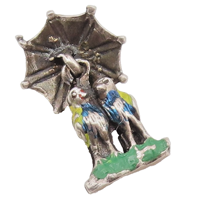 925 Sterling Silver  Vintage Enamel Love Birds Under Umbrella Pendant  PT20726
