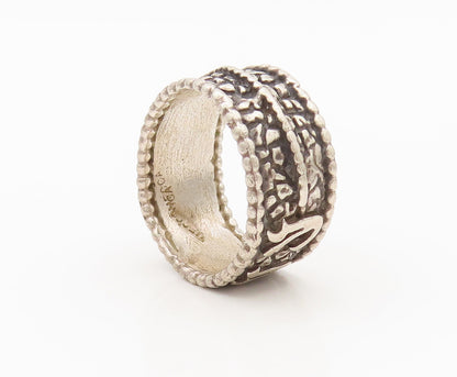 MECCA 925 Silver  Vintage Dented Surface Carved Arabic Ring Sz 11  RG27185