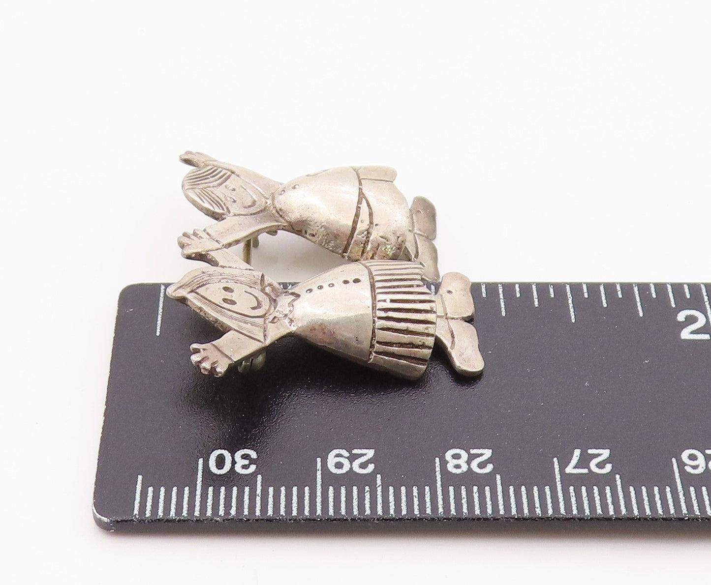 925 Sterling Silver Vintage Brooch EFS Dancing Children Figural Pin  BP12543