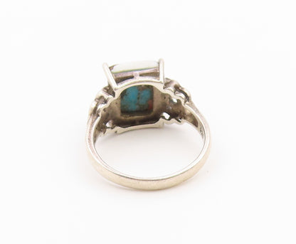 925 Sterling Silver Vintage Ring Classic Oyster Turquoise Band  Sz 9  RG36581