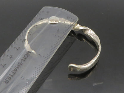 LINDA ALLARD 925 Silver  Vintage Shiny Textured Twist Cuff Bracelet  BT9315