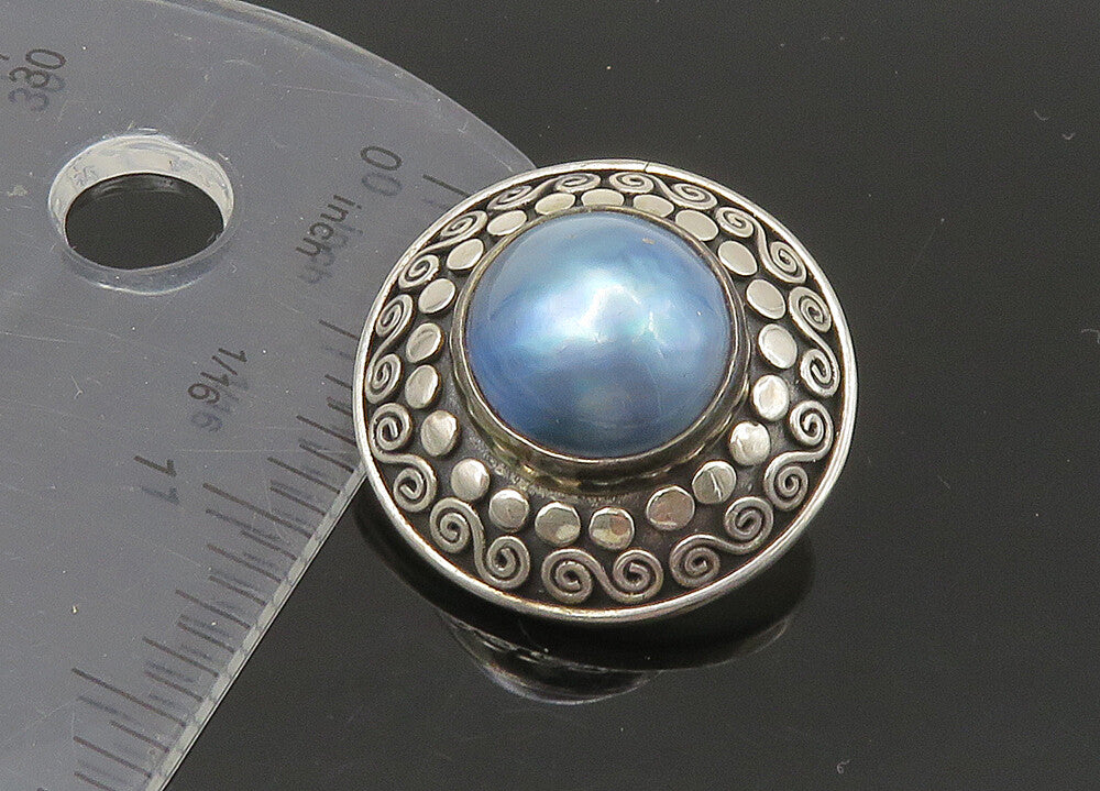 JANICE GIRARDI 925 Silver   Vintage Mother Of Pearl Clip On Earrings  EG11097