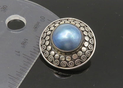 JANICE GIRARDI 925 Silver   Vintage Mother Of Pearl Clip On Earrings  EG11097