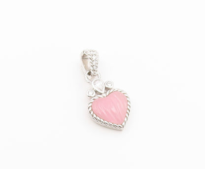 925 Sterling Silver Vintage Pendant JUDITH RIPKA Rose Quartz Love Heart  PT26550