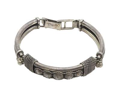 BALI 925 Silver  Vintage Dark Tone Wheat Detail Bar Chain Bracelet  BT7505